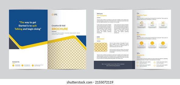 Minimalist business bifold brochure template with simple style and modern layout