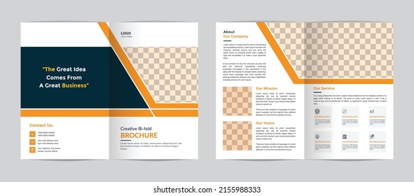 Minimalist business bifold brochure template with simple style and modern layout