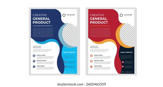Minimalist Business Brochure Designs with Abstract Fluid Shapes in Blue and Orange Corporate Flyer Templates with Modern Layout and Clean Typography on White Background