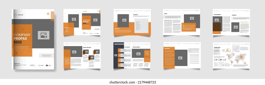 Minimalist business brochure template. 16 page corporate business template. Corporate brochure template design.  Agency and marketing brochure template.