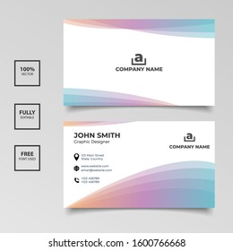 Minimalist business card. gradient rainbow and white color. horizontal simple clean template vector design. Vector illustration EPS 10