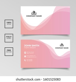 Minimalist business card template. gradient pink color. horizontal simple clean template vector design. Vector illustration EPS 10