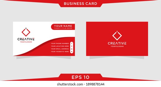Minimalist business card template. red and white