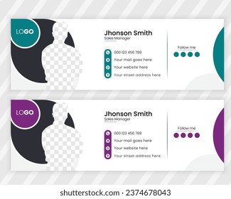 Minimalist Business email signature design template or email footer and personal social media cover design
