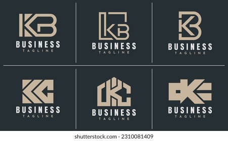 Minimalist business letter KB KC logo design. Modern K B C KB KC logo branding.