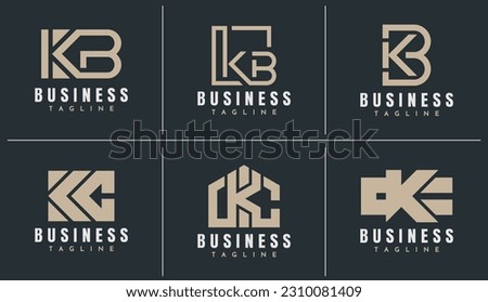Minimalist business letter KB KC logo design. Modern K B C KB KC logo branding.