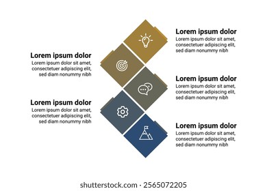 Minimalist Business Presentation Template with 5-Step Infographic Concept and Creative Marketing Design Elements