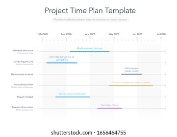 Minimalist business project time plan graph with project tasks in time intervals. Easy to use for your website or presentation.