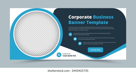 Minimalist business promotional social media and web ads banner template with image placeholder