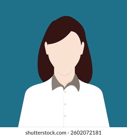 Minimalist businesswoman icon with tie isolated on background. Concept for business poster design, and user profile. Vector illustration graphic design