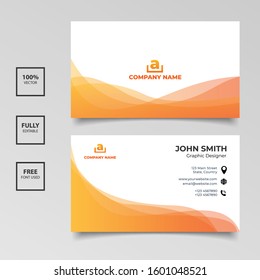 Minimalist busisness card. gradient orange and white color horizontal simple clean template vector design. Vector illustration EPS 10