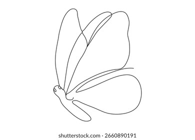 Minimalist butterfly illustration using continuous black line on plain white background
