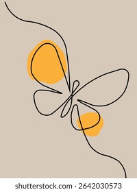 Minimalist Butterfly Line Art, Abstract Insect Graphic