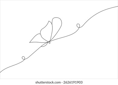 Minimalist butterfly line art simple vector outline vector illustration design
