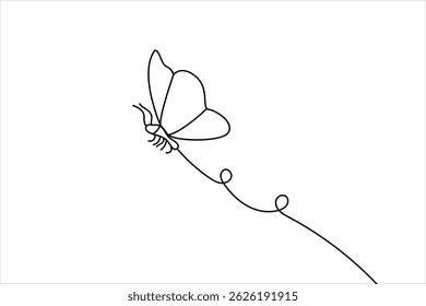 Minimalist butterfly line art simple vector outline vector illustration design