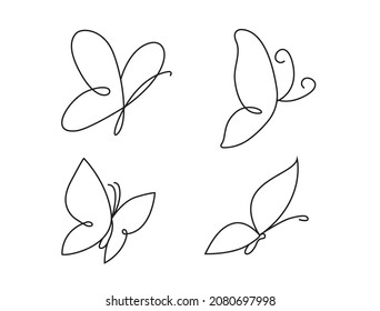 minimalist butterfly line art vector illustration