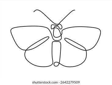 Minimalist Butterfly Line.  line icon-continuous line drawing. Editable stroke.