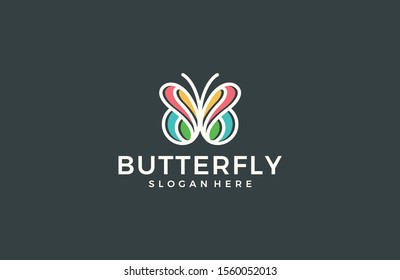 Minimalist butterfly line logo concept