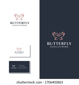 Minimalist butterfly line logo Premium Vector