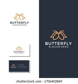 Minimalist butterfly line logo Premium Vector