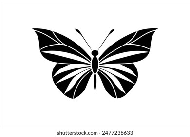 Un logotipo de mariposa minimalista creado como una ilustración de Arte vectorial, mostrando una elegante simplicidad y líneas limpias, perfecto para aplicaciones de diseño moderno.