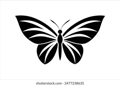 Un logotipo de mariposa minimalista creado como una ilustración de Arte vectorial, mostrando una elegante simplicidad y líneas limpias, perfecto para aplicaciones de diseño moderno.