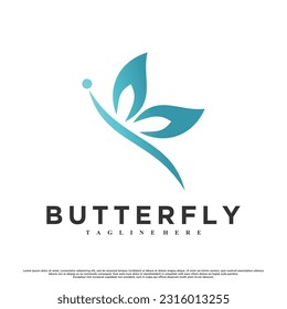 Minimalist butterfly logo design Premium Vector