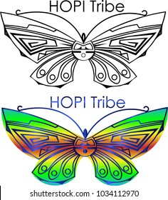 Minimalist Butterfly Logo Hopi Tribe, Dance Logo