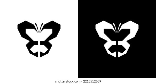 minimalist butterfly logo, straight lines form a butterfly without curves, premium logo. butterfly icon.