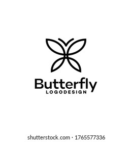 Minimalist Butterfly Logo Vector With Line Art Style