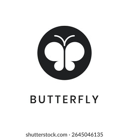 Minimalist butterfly logo with wings in a circle