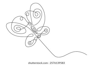 Minimalist Butterfly one continuous Line drawing