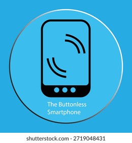 Ilustración de icono de smartphone sin botones minimalista sobre fondo azul
