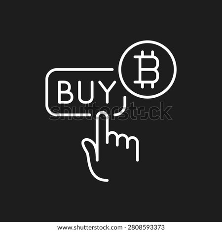 Minimalist Buy Button with Hand Click and Bitcoin Coin Line Icon, Modern Cryptocurrency Exchange Trading Platform, Online Fintech Pay with Crypto, and Blockchain Wallet Transaction Vector.
