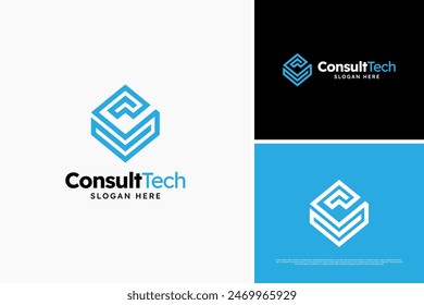 Minimalist C letter line consulting technology logo design concept, consulting data logo template, accounting company logo