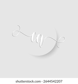 Minimalist CA Letter Monogram in Script Font with Paper Cutout Effect 