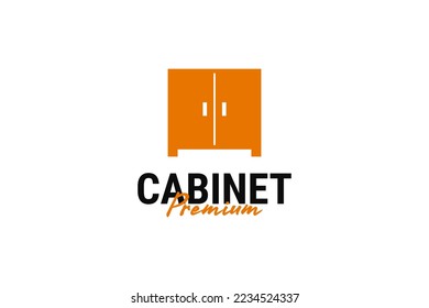 Minimalist cabinet door logo design vector template illustration