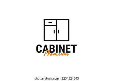 Minimalist cabinet door logo design vector template illustration