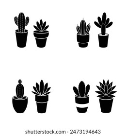 Minimalist Cacti and Succulents Silhouette Collection