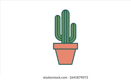 Minimalist Cactus in Flower Pot Vector Illustration for Home Decor and Nature Design	