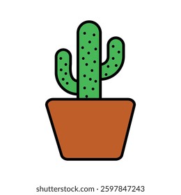 Minimalist Cactus Illustration in Pot