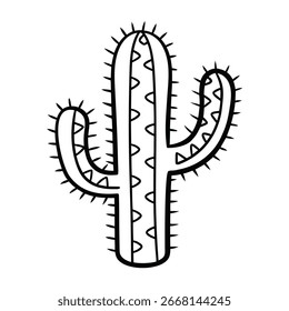 Ilustração de vetor de arte de linha de cacto minimalista, design de ícone da natureza moderna, perfeito para logotipos, marca ecológica, adesivos e decoração.