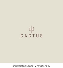 Minimalist cactus logo design with simple line art and text