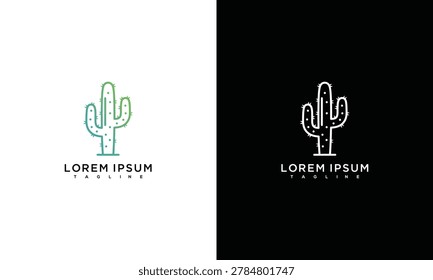 Minimalist Cactus Logo Design - Two Variations