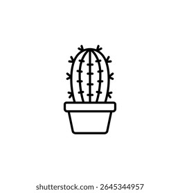 Minimalist Cactus In Pot Design With Transparent Background Isolated