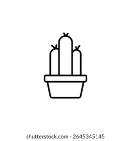 Minimalist Cactus In Pot Illustration With Clean Line Art Style