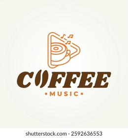 minimalist cafe logo with coffee and tone on it line art icon badge logo vector illustration design