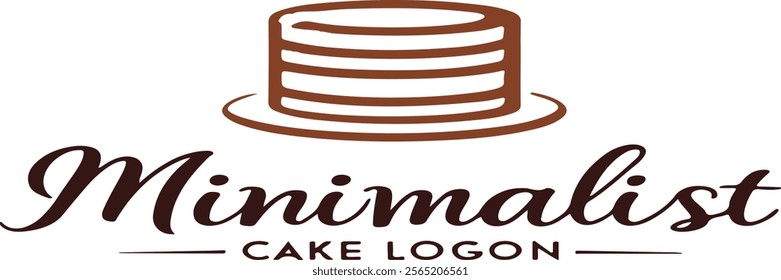 A minimalist cake logo design centered on a clean white background, featuring a stylized, modern cake illustration 