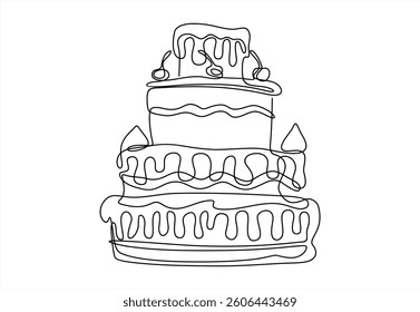 Minimalist Cake One Line Drawing
