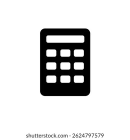 Minimalist calculator icon widget. Simple and clean filled icon in black. For icon interface, desktop, web and mobile apps. Vector illustration